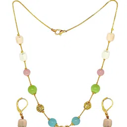 FEMMIBELLA Gold-Plated Beaded Jewellery Set image 2