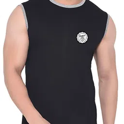 BEYOU FASHION Men Solid Sleeveless Round Neck Casual T-shirt image 4