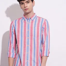 Being Human Men Classic Slim Fit Opaque Striped Casual Shirt-picture-24