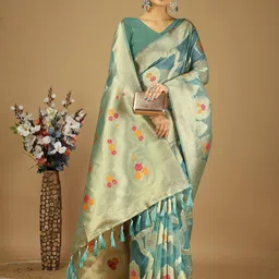 HERE&NOW Woven Design Zari Organza Banarasi Saree image 4