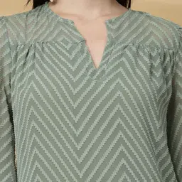 KALINI Women Self Design V-Neck Full Sleeve A-Line Dress image 3