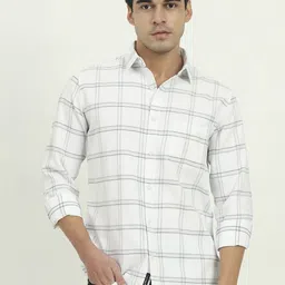 JADE BLUE Men Slim Fit Windowpane Checks Opaque Checked Casual Shirt-image-65