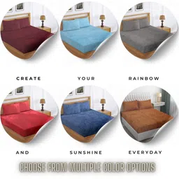 HIDECOR Red 350 TC Bedsheet with 2 Pillow Covers image 4