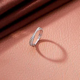 Nipura 925 Sterling Silver Rhodium-Plated CZ Studded Twist Wrap Finger Ring-image-21