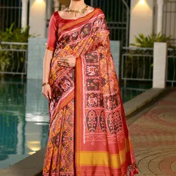 VASTRAAVEDAA Ethnic Motifs Art Silk Handloom Banarasi Saree-picture-37
