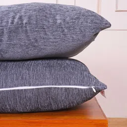 STITCHNEST Grey & White 2 Pieces Textured Chenille Square Cushion Covers image 2