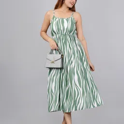 bhawanaprint Women Fit and Flare Green Midi/Calf Length Dress-picture-15