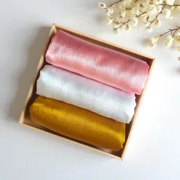 zevio Solid Satin Blend Women White, Pink, Yellow Fancy Scarf image 2