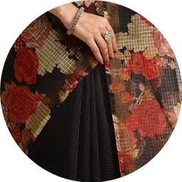 mirchi fashion Printed, Floral Print Kota Doria Polyester Saree image 5