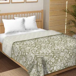 tundwal's Green & White Floral Cotton AC Room 210 GSM Single Bed Dohar-picture-38