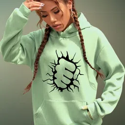 Parona Women Printed Hooded Neck Long Sleeve Sweatshirt-image-86