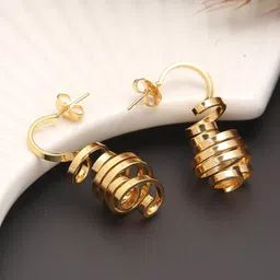 MAHTTAB Women Geometric Gold-Plated Drop Earrings-image-93
