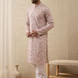 SWAGGINDIA Men Ethnic Motifs Embroidered Thread Work Kurta image 5