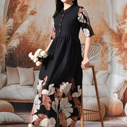 Sangria Floral Print A-Line Maxi Dress image 4