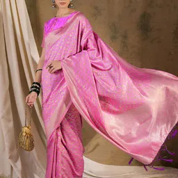 Maroosh Ethnic Motifs Woven Design Zari Silk Blend Banarasi Saree image 1