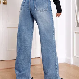 ROBECULT COLLECTION Women Comfort Straight Fit High-Rise Light Fade Stretchable Jeans image 3