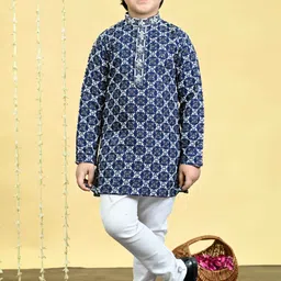 BT DEZINES Boys Embroidered Regular Thread Work Kurta with Pyjamas-picture-26