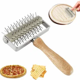 shoppershub pnq Wooden Handle Pizza Dough Docker with Sturdy Incisive Pizza Maker image 5