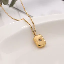 Jewels Galaxy Gold-Plated Stainless Steel Square Pendant With Chain-picture-15