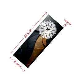 OLIVE TREE Brown & Black Printed Wooden Contemporary Rectangle Shaped Wall Clock image 2