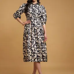 The Roadster Women Floral Print Casual Dress-image-95