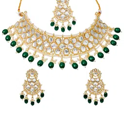 Shining Jewel - By Shivansh Gold-Plated CZ & Kundan-Studded & Beaded Jewellery set-picture-13