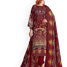 DRAVINAM Trends Floral Printed Pure Cotton Sequinned Unstitched Dress Material-picture-31