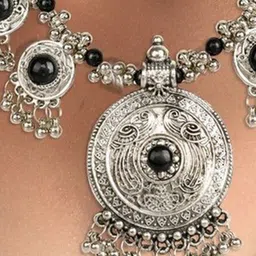 Oxidized Heaven Sterling Silver-Plated Stones-Studded & Beaded Necklace and Earrings image 2