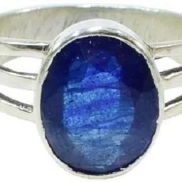 sprigems Makar Kumbh Rashi Neelam RIng/For Shani Grah Nivaran 5.25 Ratti Ring Silver Sapphire, NA Silver Plated Ring-picture-10