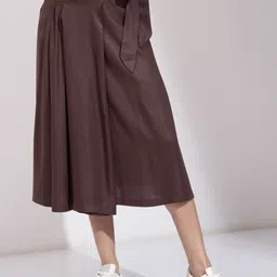 tokyo talkies Women Solid Flared Brown Skirt-picture-19