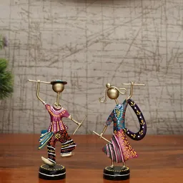 craft tree Metal Handpainted Decorative Dancing Couple Showpiece Set of 2 in Multicolor image 1