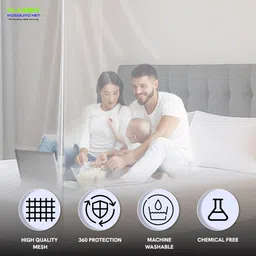 classic mosquito net Traditional Square Machardani | 6x6.5 ft | Easy Setup, Lightweight King Size bed Polyester Washable Adults Mosquito Net image 4