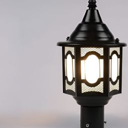 KINIS 2Pcs Black & White Modern Shaped Weatherproof & Rust-Resistant Outdoor Pole Lamp-picture-17