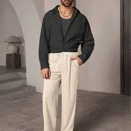 COMBRAIDED Men Relaxed Straight Leg Loose Fit Trousers image 3