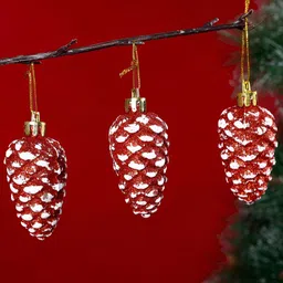 TAYHAA Set Of 12 Scarlet Splendor Pinecones-picture-42