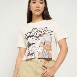 People Cotton Typography Printed Short Sleeves Round Neck Boxy Fit T-Shirt-picture-43