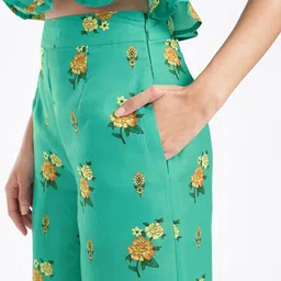 fusion by glitchez Floral Printed Peplum Top with Palazzos Co-Ords image 2