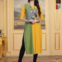 HERE&NOW Pack Of 3 Printed Round Neck Straight Kurtas-picture-32