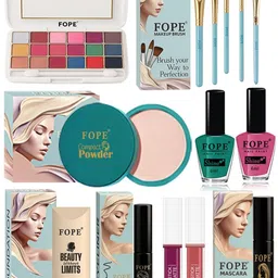 FOPE Set Of 14 Foundation Compact Mascara Lipstick Nail Polish & Brush Set-picture-18