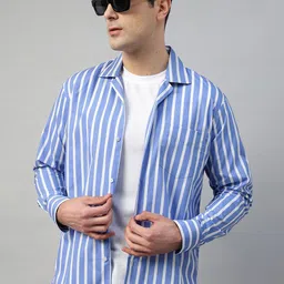 Hancock Vertical Striped Pure Cotton Relaxed Fit Casual Shirt-picture-24