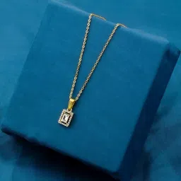 SZN Gold-Plated Artificial Stones Studded Square Shaped Pendants With Chains image 2