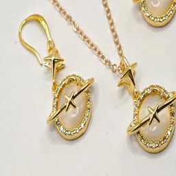 SAPRAA TRENDS Anti Tarnish Gold-Plated American Diamond Studded Jewellery Set image 3