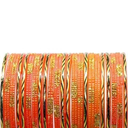 TRIOXY Orange Glass Artificial Stones & Beads Bangle image 1