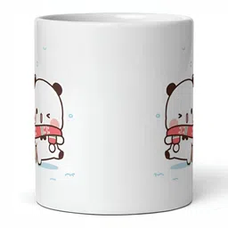 Mr UVD White & Brown Cartoon Characters Printed Ceramic Matte Mug 350 ml ml image 4