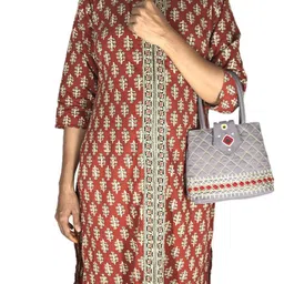 SriShopify Handicrafts Ethnic Motifs Embellished Shopper Handheld Bag image 4