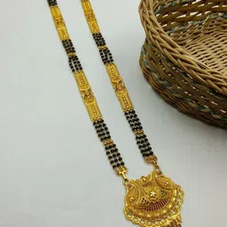 OM KRISHIV COLLECTION Gold-Plated Artificial Beads Mangalsutra image 1