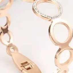 STYOLLO Stainless Steel Rose Gold Plated Artificial Stones Studded Bangle Style Bracelet image 3
