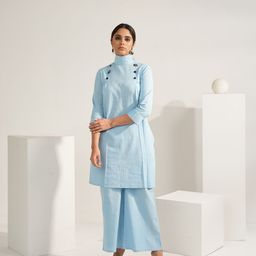 Aamili Women Solid Tunic & Palazzos Co-Ord Set-picture-25