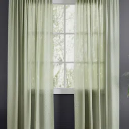 haus & kinder Signature Sage Ripple Olive Green Pack of 2 Jacquard Sheer Door Curtains-picture-42