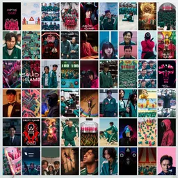 faztroo Squid Game Mini Poster Set of 54 (Frameless) | Korean Series Wall Collage Kit | Netflix Drama Art Prints Featuring Guards, Players, Symbols & Scenes | K-Drama Aesthetic Wall Decor for Fans Fine Art Print-picture-25